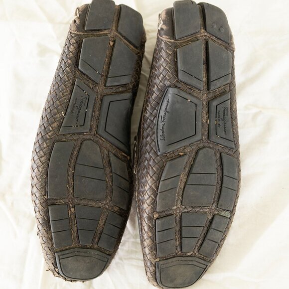 Salvatore Ferragamo Parigi Brown Woven Leather Bit Loafers Mens 8.5 D Shoes main image 6